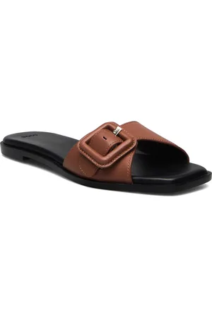 HUGO BOSS Charlize_Slid10_Vcbk Shoes Sandals Flat Sandals Brown