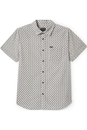 Brixton Charter Print S/S Wvn Tops Shirts Short-sleeved Cream