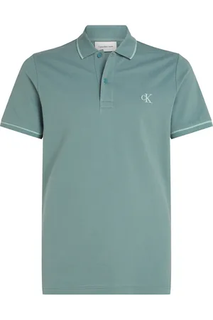 Calvin Klein Tipping Slim Polo Tops Polos Short-sleeved Blue