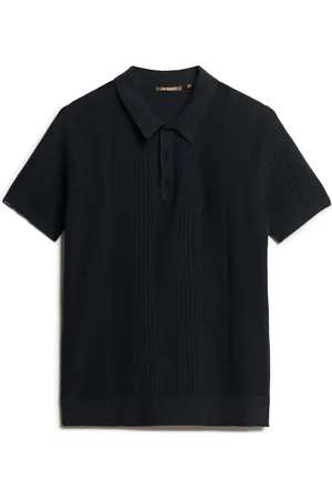 Superdry Short Sleeve Knitted Polo Tops Knitwear Short Sleeve Knitted Polos Navy