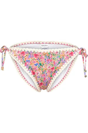 By Malina Ally Crochet Trimmed Bikini Bottoms Designers Bikinis Bikini Bottoms Side-tie Bikinis Pink