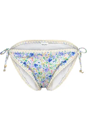 By Malina Ally Crochet Trimmed Bikini Bottoms Designers Bikinis Bikini Bottoms Side-tie Bikinis Blue