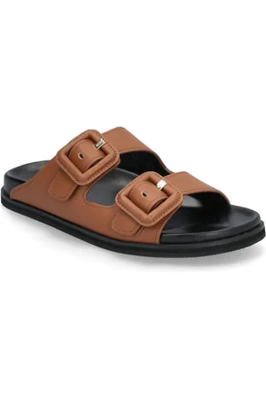HUGO BOSS Freyah_Slide_Vcbk Shoes Sandals Flat Sandals Brown