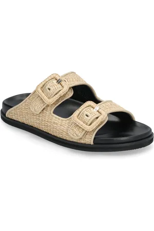 HUGO BOSS Freyah_Slide_Rfbk Shoes Sandals Flat Sandals Beige