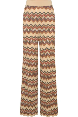 By Malina Ditte Flared Knitted Pants Designers Trousers Beige