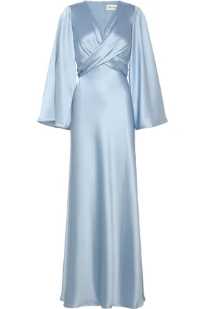 By Malina Juliet Wrap Detailed Maxi Dress Designers Maxi Dress Blue