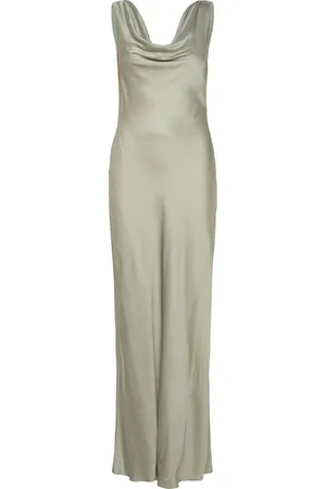 By Malina Leah Cowl Satin Maxi Dress Designers Maxi Dress Green