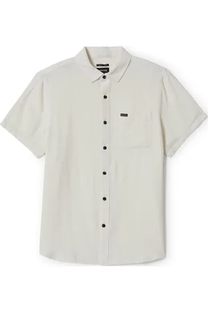 Brixton Charter Org Cttn S/S Wvn Tops Shirts Short-sleeved Shirts Cream