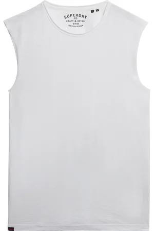 Superdry Raw Edge Slub Tank Tops T-shirts Sleeveless White