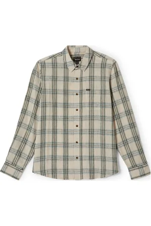 Brixton Charter Linen Blend L/S Wvn Tops Shirts Linen Shirts Cream
