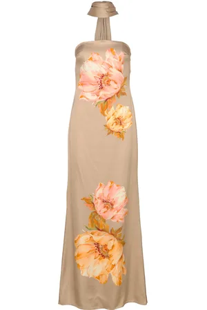 By Malina Zelda Scarf Detail Maxi Dress Maksimekko Juhlamekko Beige