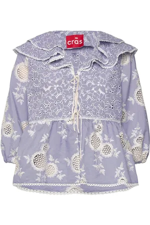 Crās Sansacras Shirt Tops Blouses Long-sleeved Blue