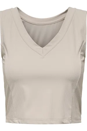 ONLY Onphomie Vn Sl Crop 2-Waytop Sport Sport Clothing Sports Tops & T-shirts Sport Crop Tops Beige