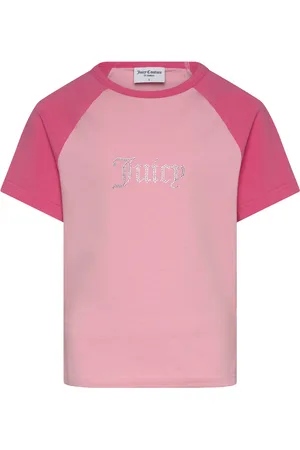 Juicy Couture Contrast Raglan Baby Tee Tops T-shirts & Tops Short-sleeved Pink