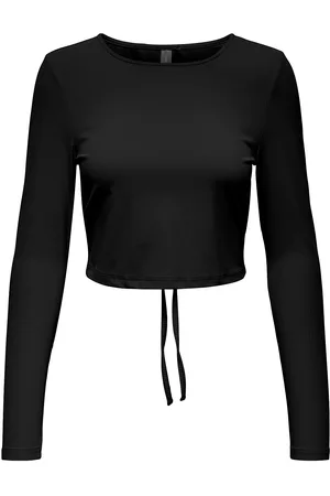 ONLY Onphomie On Ls Cropped Rib Tee Sport Sport Clothing Sports Tops & T-shirts Sport Crop Tops Sport Long-sleeved Crop Tops Black