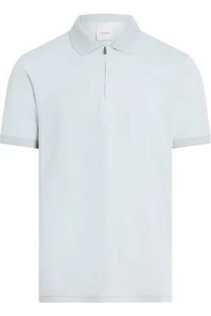 Calvin Klein Liquid Touch Welt Zip Polo Tops Polos Short-sleeved Blue