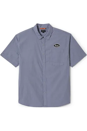 Brixton Builders Auto S/S Wvn Tops Shirts Short-sleeved Shirts Blue
