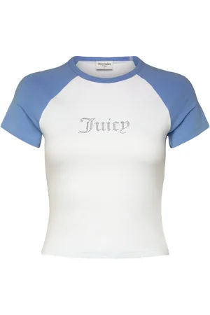 Juicy Couture Contrast Raglan Baby Tee Tops T-shirts & Tops Short-sleeved White