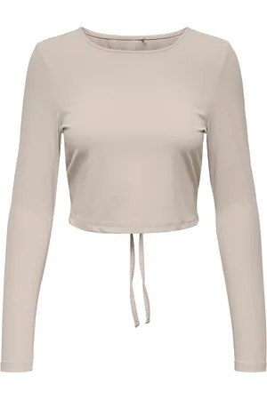 ONLY Onphomie On Ls Cropped Rib Tee Sport Sport Clothing Sports Tops & T-shirts Sport Crop Tops Sport Long-sleeved Crop Tops Beige
