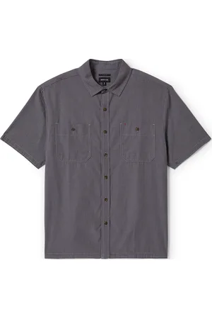 Brixton Cru Micro Plaid S/S Wvn Tops Shirts Short-sleeved Shirts Navy