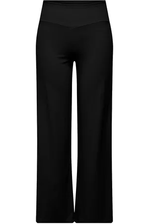 ONLY Onphomie Hw Wide Rib Pnt Sport Sport Clothing Sport Pants Sport Sweatpants Black