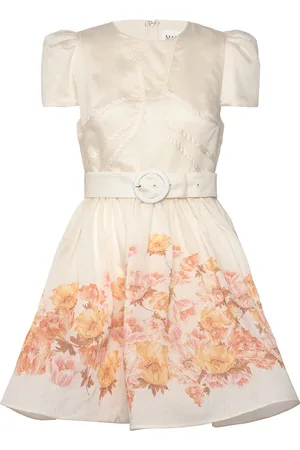 By Malina Vanna Pouf Sleeve Mini Dress Lyhyt Mekko Cream