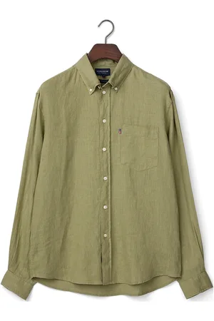 Lexington Casual Linen B.d Shirt Tops Shirts Linen Shirts Green