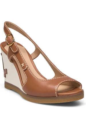 Ralph Lauren Roni Burnished Leather Sandal Kiilakorkokengät Brown