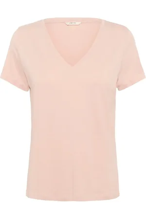 Cream Crnaia Deep V-Neck T-Shirt Tops T-shirts & Tops Short-sleeved Pink