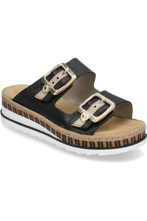Rieker V7955-00 Shoes Summer Shoes Platform Sandals Black