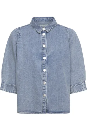 Lollys Laundry Bonoll Shirt Ss Tops Shirts Denim Shirts Blue
