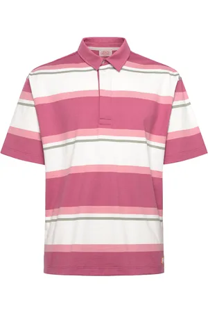 Armor.lux Striped Polo Shirt Short Sleeves Héritage Designers Polos Short-sleeved Pink