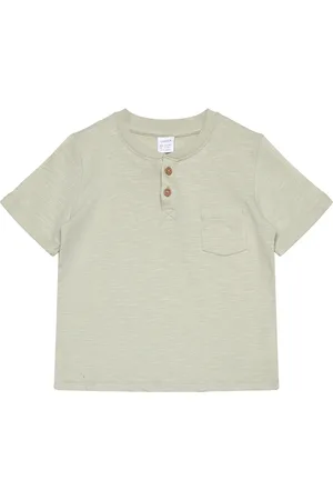Lindex Top Ss Essentials W Placket Tops T-shirts Short-sleeved Green