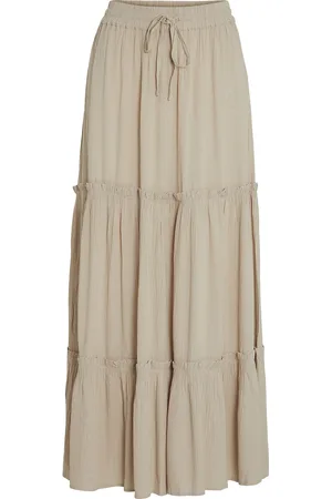 VILA Vimesa Hw Maxi Skirt - Noos Pitkä Hame Beige