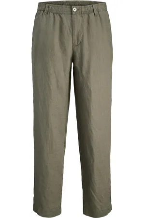 JACK & JONES Jpstkarl Lawrence Linen Chino Sn Bottoms Trousers Linen Trousers Green Jack & J S