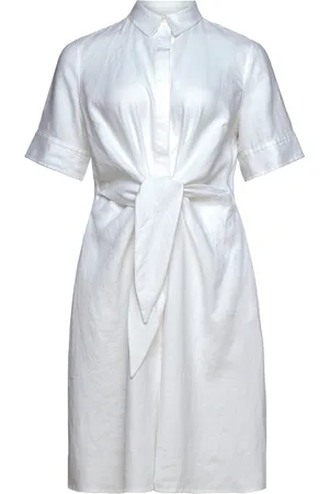 Ralph Lauren Tie-Front Linen Shirtdress Lyhyt Mekko White