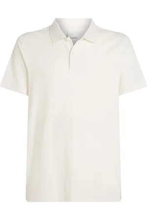 Calvin Klein Towelling Polo Tops Polos Short-sleeved White