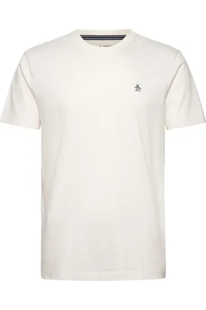 Original Penguin S/S Embroidered Logo Tops T-shirts Short-sleeved Cream
