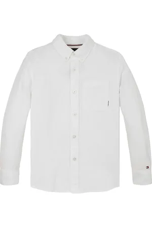 Tommy Hilfiger Linen Blend Relaxed Shirt Ls Tops Shirts Long-sleeved Shirts White