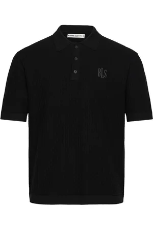 bls hafnia Wilkins Knit Polo Designers Knitwear Short Sleeve Knitted Polos Black