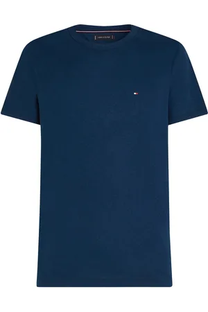 Tommy Hilfiger Cotton Linen Tee Tops T-shirts Short-sleeved Navy