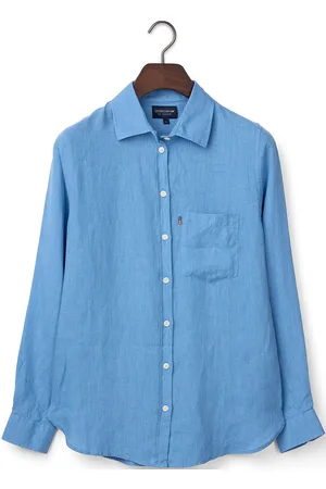 Lexington Classic Linen Shirt Tops Shirts Long-sleeved Blue