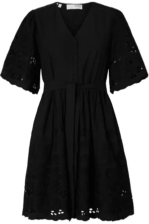 SELECTED Slfdahlia Ss Short Broderi Dress Noos Mekko Black