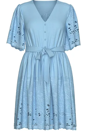 SELECTED Slfdahlia Ss Short Broderi Dress Noos Mekko Blue