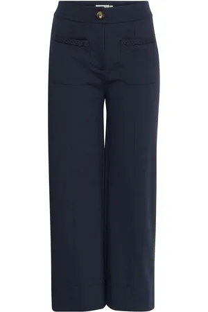 Ichi Ihsimonse Pa10 Bottoms Trousers Wide Leg Navy
