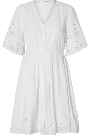 SELECTED Slfdahlia Ss Short Broderi Dress Noos Mekko White