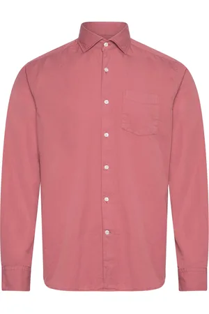 Oscar Jacobson Reg Fit Wide Spread C Gd Twill Tops Shirts Casual Pink