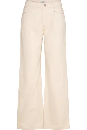 Dante 6 Nuit Distressed Wide Leg Jeans Bottoms Trousers Wide Leg Cream