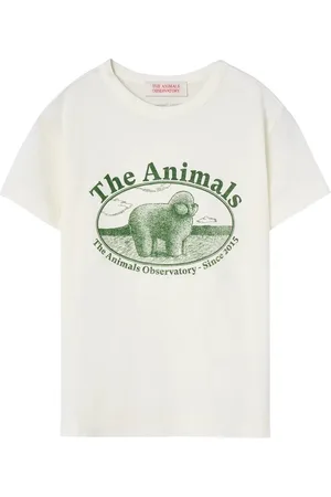 The Animals Observatory Rooster Kid T-Shirt White Logo Tops T-shirts Short-sleeved Beige