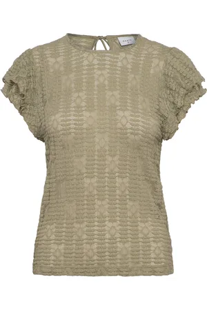 Dante 6 Marlowé Lace Volant Top Tops Blouses Short-sleeved Green